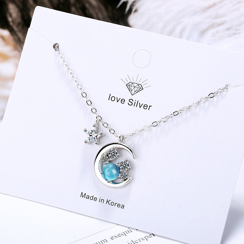 Blue Star Moon Necklace